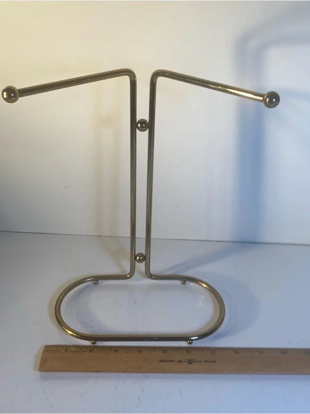 Vintage MCM Gold Tone Metal Hand Towel Rack Bathroom Display 10.5” Height